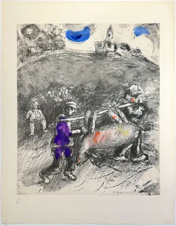 Acquaforte Chagall - The Miller, His Son, and the Donkey