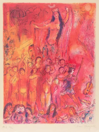 Litografia Chagall - They were in Forty Pairs, Thus Numbering Fourscore.., from Four Tales from the Arabian Nights