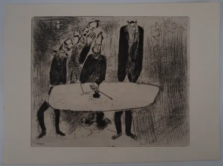 Incisione Chagall - Une réunion de crise (Le conciliabule des fonctionnaires)