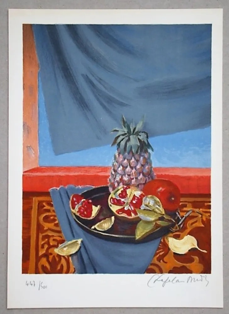 Litografia Chapelain-Midy - Nature Morte aux Ananas et Grenades