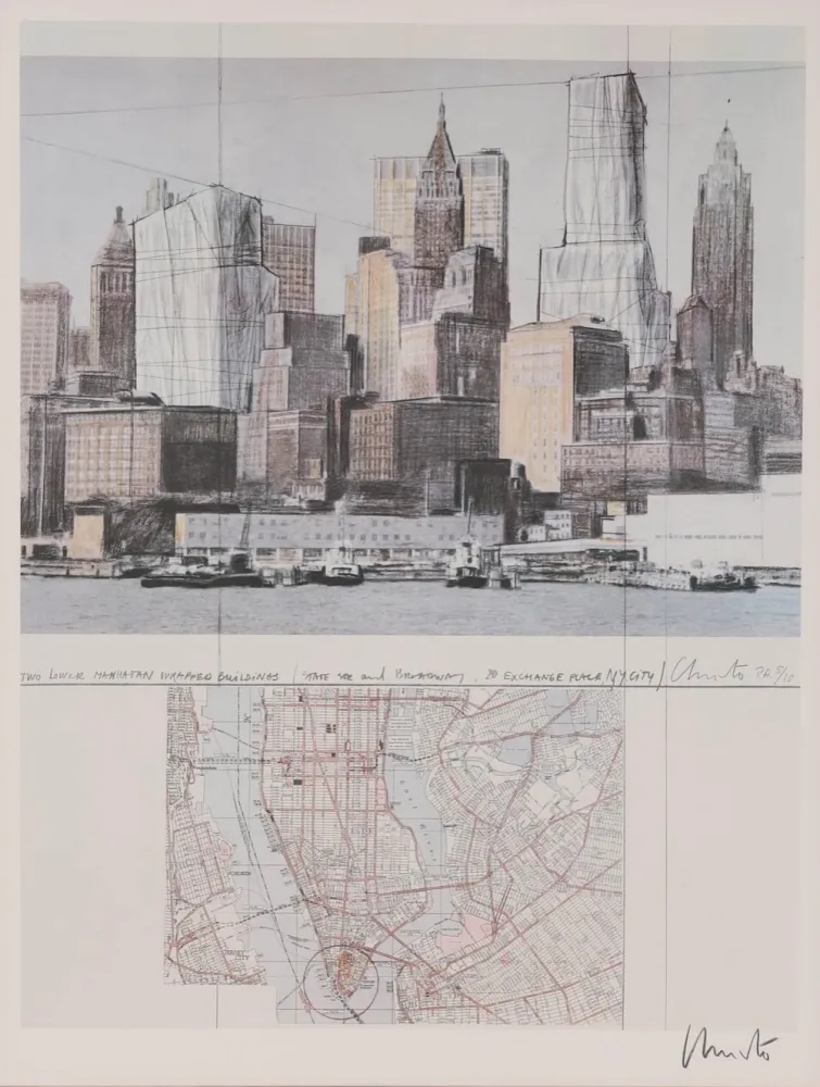Litografia Christo & Jeanne-Claude - Two Lower Manhattan Wrapped Buildings