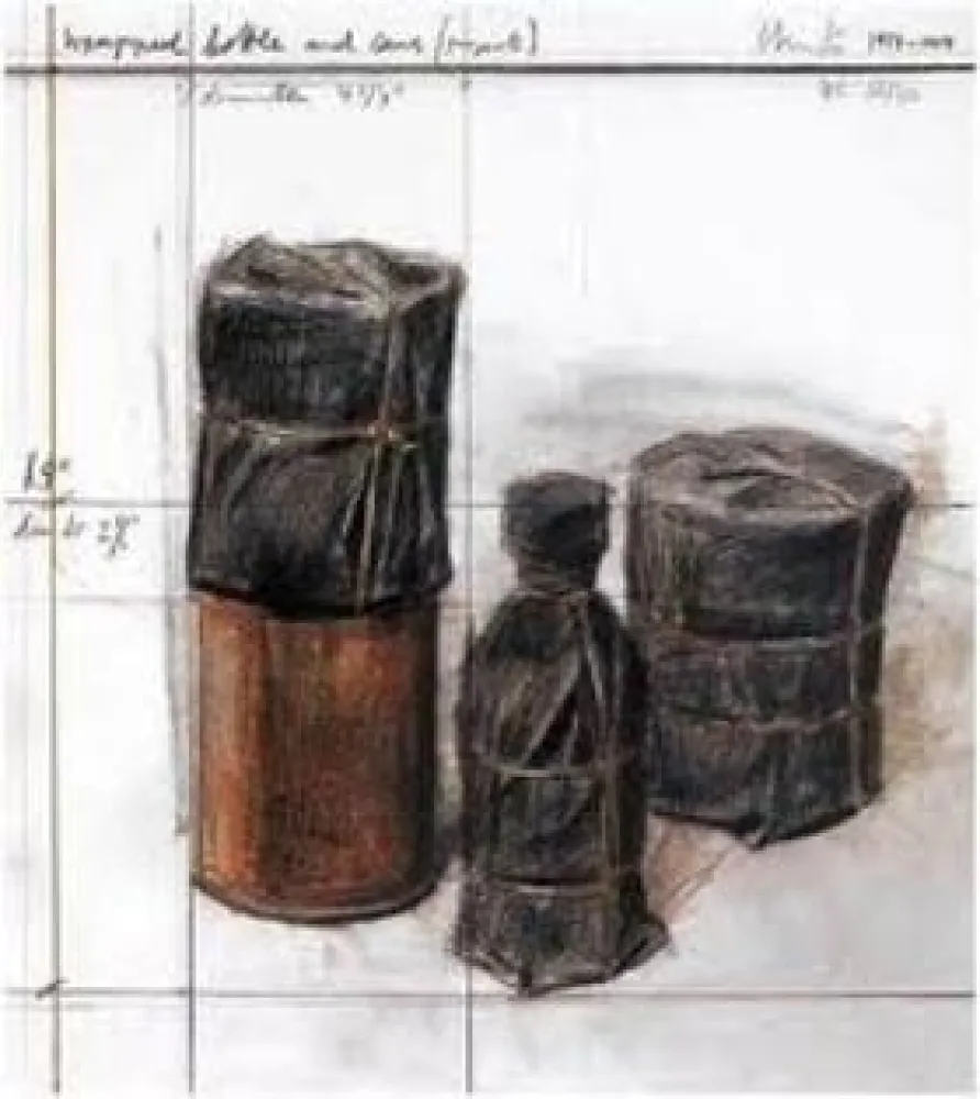 Litografia Christo - Wrapped Bottle and Cans (Project)