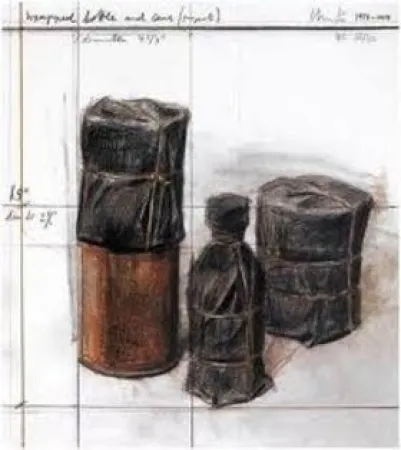 Litografia Christo - Wrapped Bottle and Cans (Project)