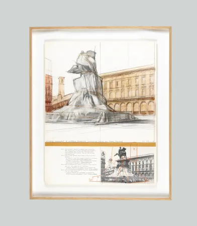 Litografia Christo - Wrapped Monument to Vittorio Emanuele, Project for Piazza del Duomo, Milan