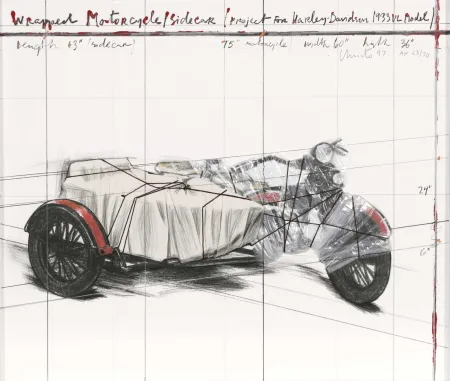 Multiplo Christo - Wrapped Motorcycle/Side Car, Project for Harley Davidson 1933 VL Model