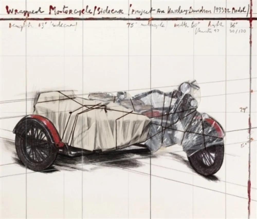 Litografia Christo - Wrapped Motorcycle/Sidecar