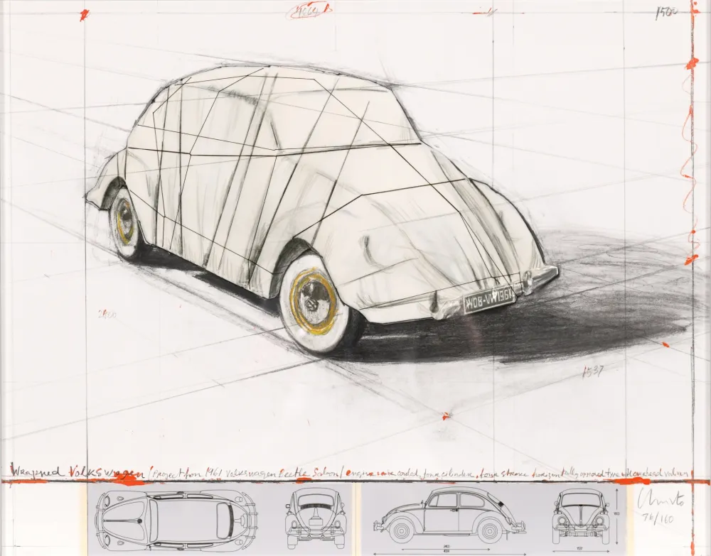Serigrafia Christo - Wrapped Volkswagen, Project for 1961 Volkswagen Beetle Saloon