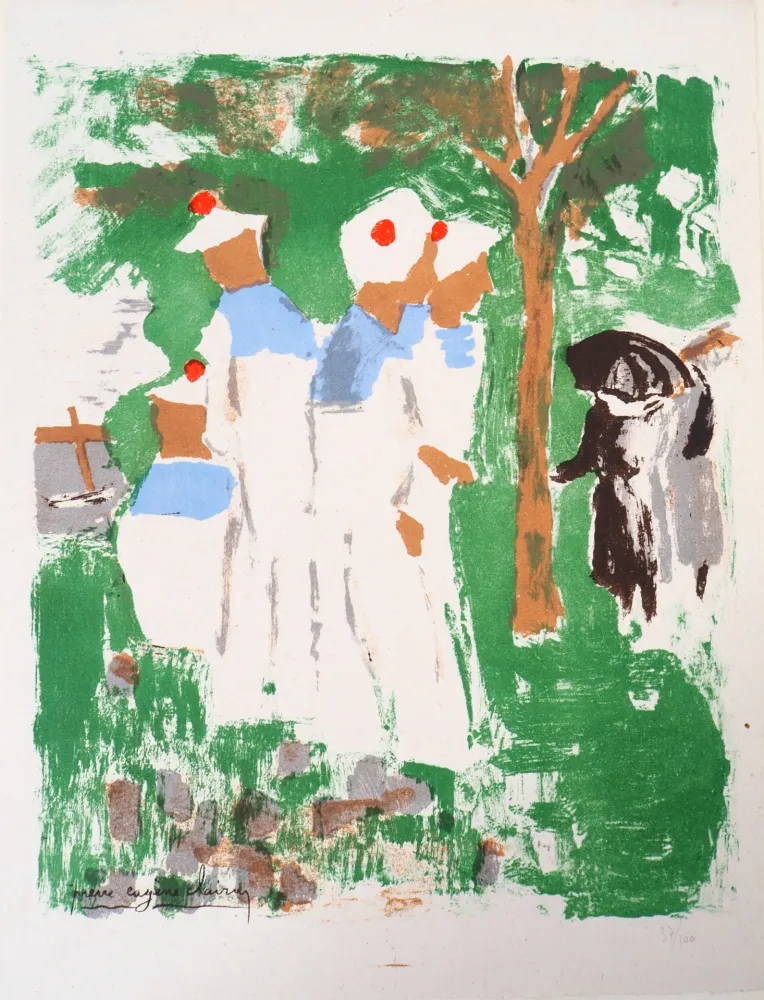 Litografia Clairin - Marins au Pardon de Lanriot