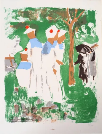 Litografia Clairin - Marins au Pardon de Lanriot