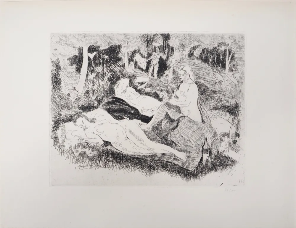 Incisione Clairin - Nus dans une clairière