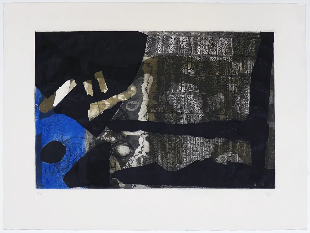 Incisione Clavé - Ocre, noir et bleu