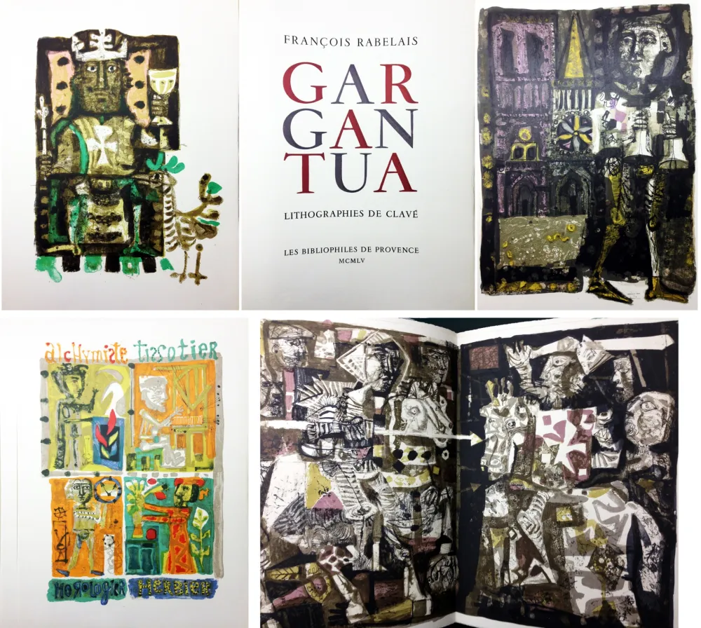 Libro Illustrato Clavé - Rabelais. GARGANTUA. 61 lithographies originales de Clavé (1955)