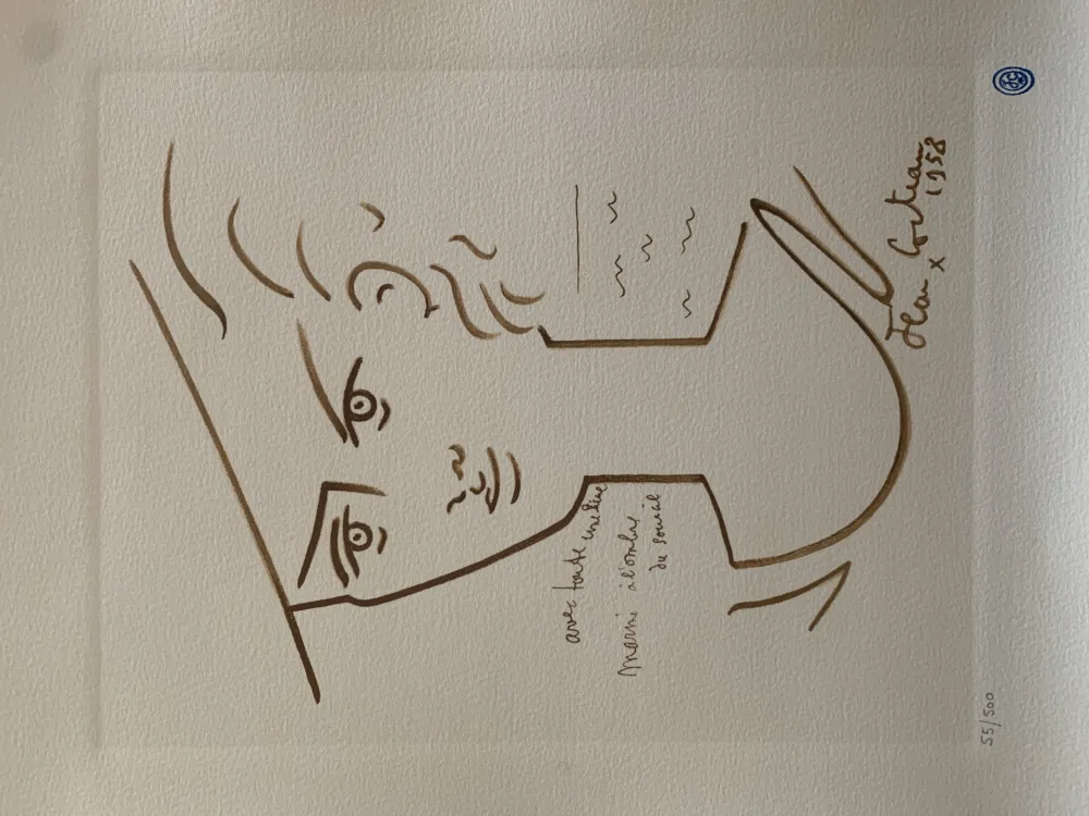 Litografia Cocteau - Femme au chapeau