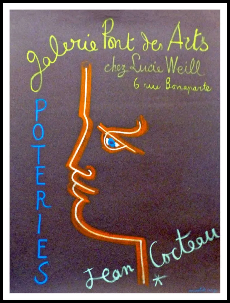 Litografia Cocteau - Galerie Pont des Arts chez Lucie Weill - POTERIES