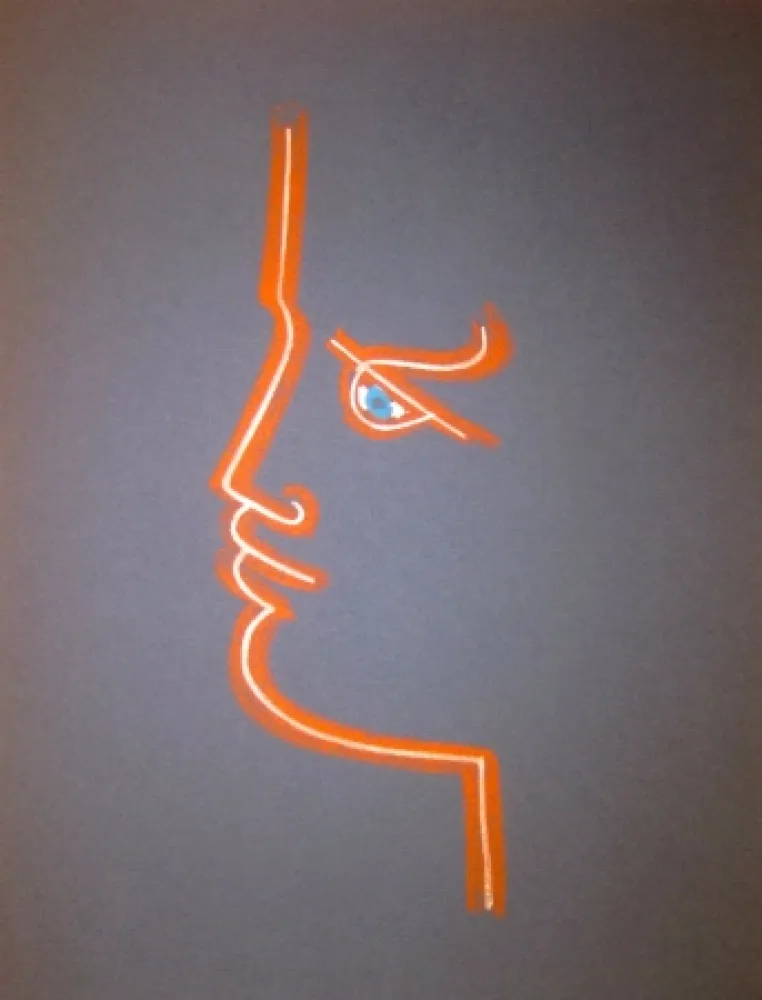 Litografia Cocteau - Le trait de feu (Blue)