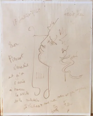 Non Tecnico Cocteau - Orphée à la lyre. Dessin signé