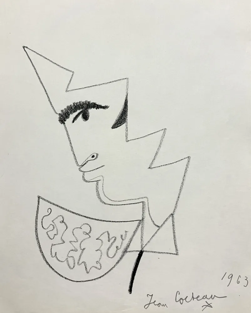 Non Tecnico Cocteau - Profil de Torero. 1963. Dessin 