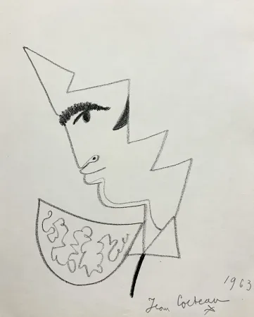 Non Tecnico Cocteau - Profil de Torero. 1963. Dessin 