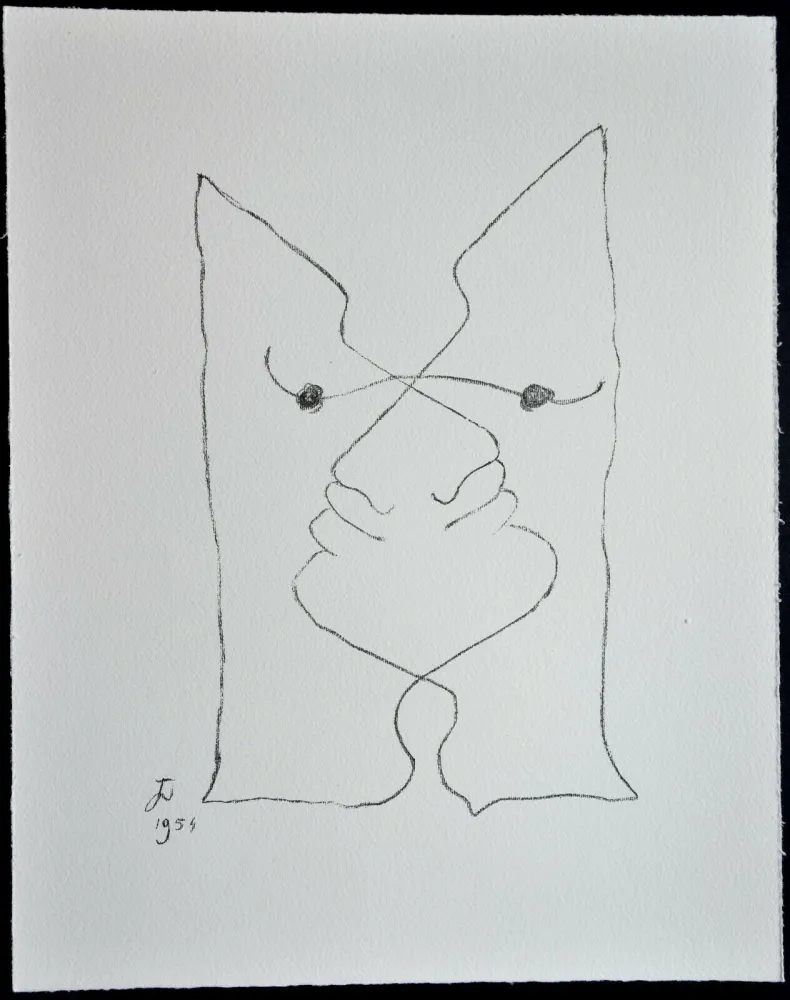 Litografia Cocteau - Sous le manteau de feu