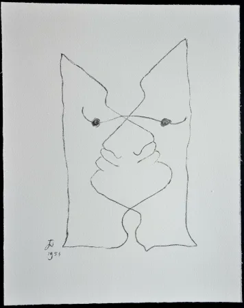 Litografia Cocteau - Sous le manteau de feu