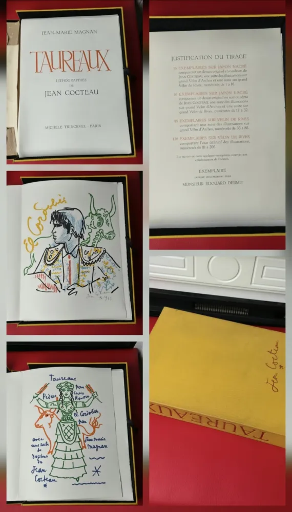 Litografia Cocteau - Taureaux-Collaboration Copy for Édouard Dermit 