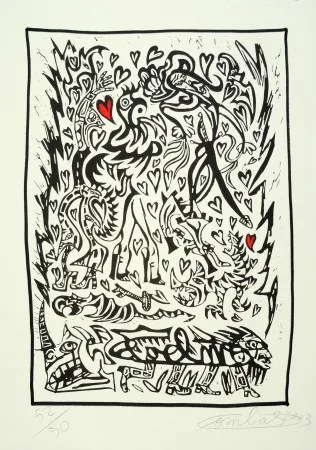 Linoincisione Combas - Composition