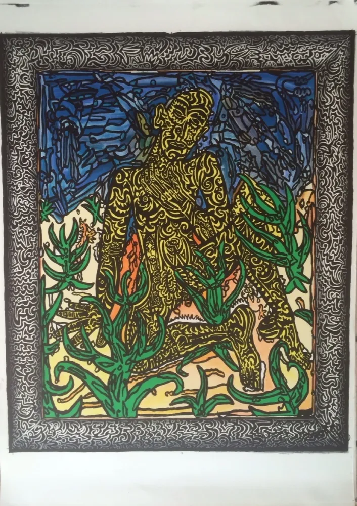 Litografia Combas - Homme jaune