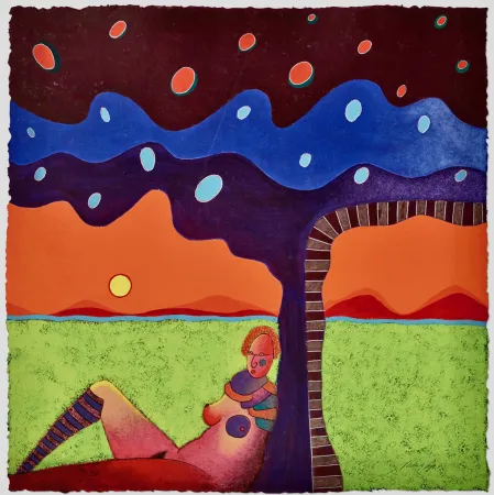 Non Tecnico Cora - Figura feminina recostada contra el arbol