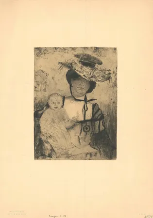 Incisione Corinth - Mutter und Kind