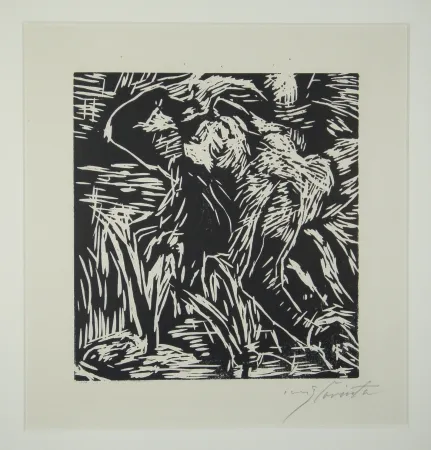 Incisione Su Legno Corinth - Rückwärts gebeugter weiblicher Akt (Reclining Female Nude)