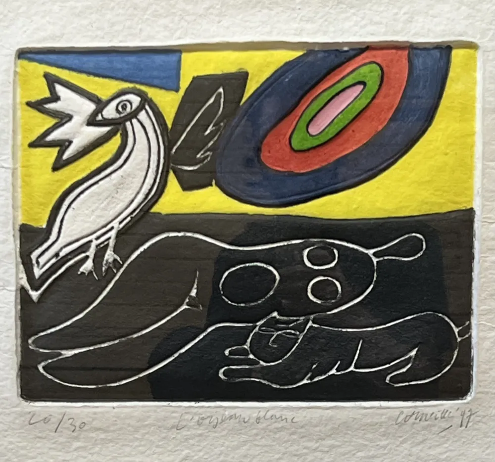 Multiplo Corneille - Aquagraure L'oiseau blanc, 1997
