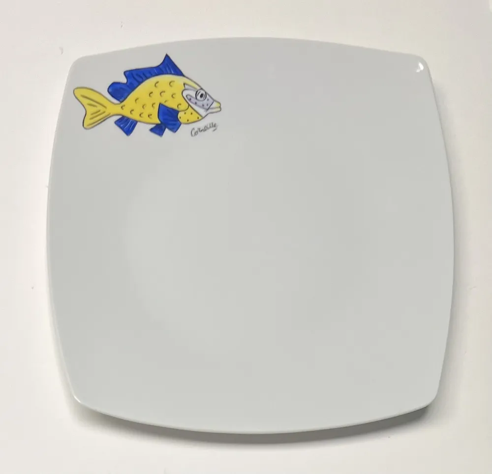 Ceramica Corneille - Assiette Poisson Porcelaine de Limoges peinte à la main