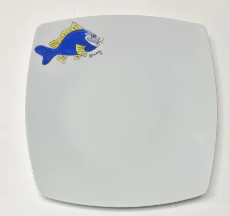 Ceramica Corneille - Assiette Poisson Porcelaine de Limoges peinte à la main