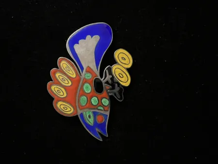 Multiplo Corneille - Broche pendentif Le grand oiseau d'argent - 100 ex. Bijou d'artiste - 1993