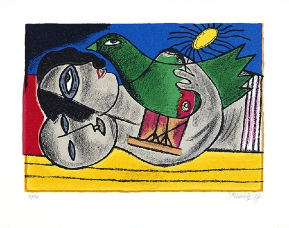 Serigrafia Corneille - Couple à l'oieau