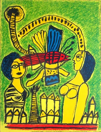 Litografia Corneille - Deux femmes dans la cité