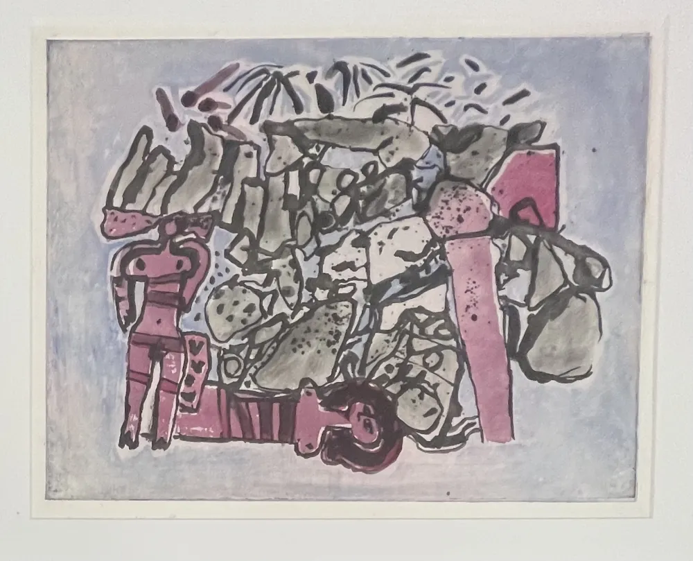 Acquaforte E Acquatinta Corneille - Eau-forte encadrée : Lieu rupestre E/A 