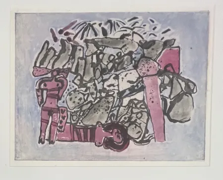 Acquaforte E Acquatinta Corneille - Eau-forte encadrée : Lieu rupestre E/A 