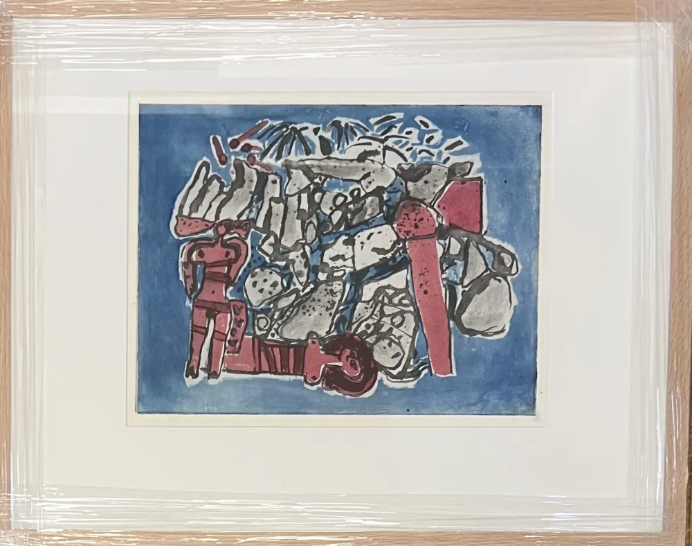 Non Tecnico Corneille - Eau-forte encadrée : Lieu rupestre E/A 