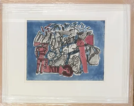 Non Tecnico Corneille - Eau-forte encadrée : Lieu rupestre E/A 