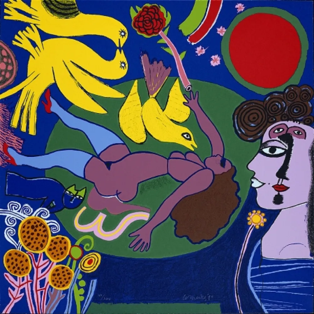 Serigrafia Corneille - Femme à la fleur