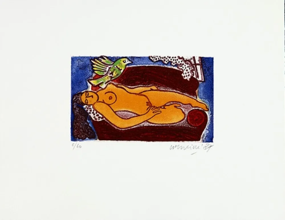 Incisione Corneille - Femme au divan rouge