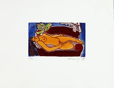 Incisione Corneille - Femme au divan rouge