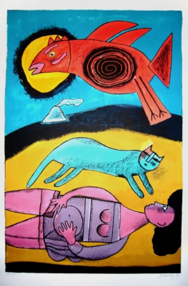 Litografia Corneille - Granbd oiseau du désert