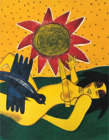 Litografia Corneille - La fleur rouge