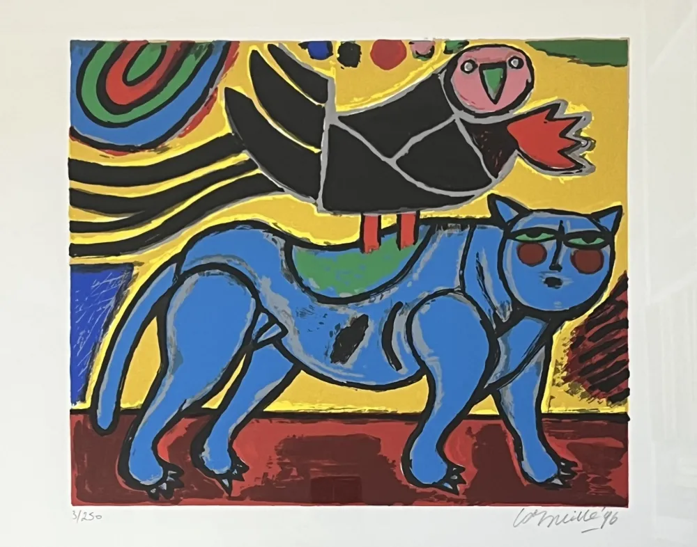 Serigrafia Corneille - Le chat bleu - Petite musique du printemps, 1996