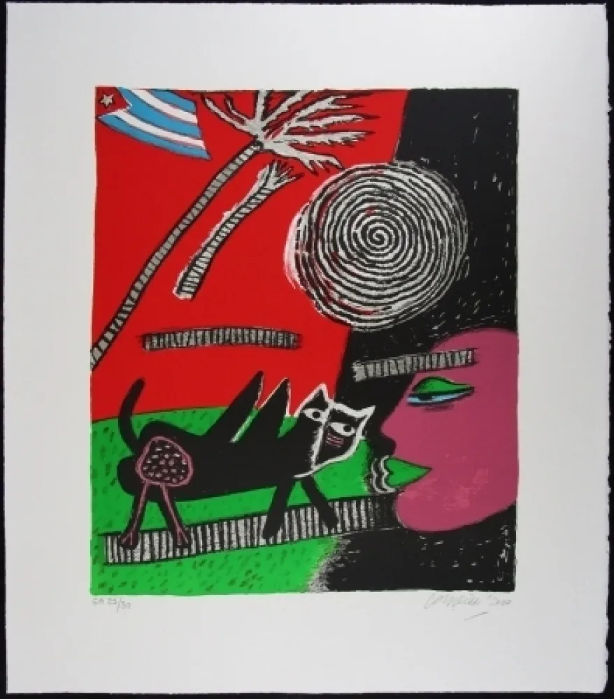 Litografia Corneille - Le chat noir