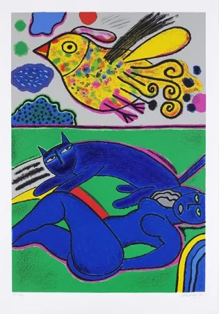 Serigrafia Corneille - Le doux félin de l'été