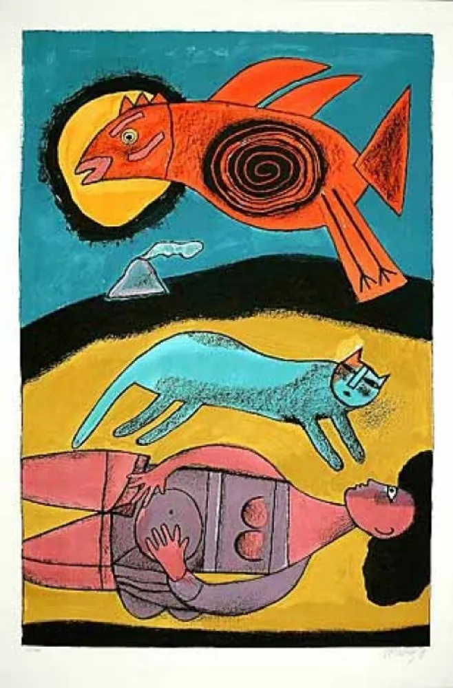 Litografia Corneille - Le grand oiseau du désert