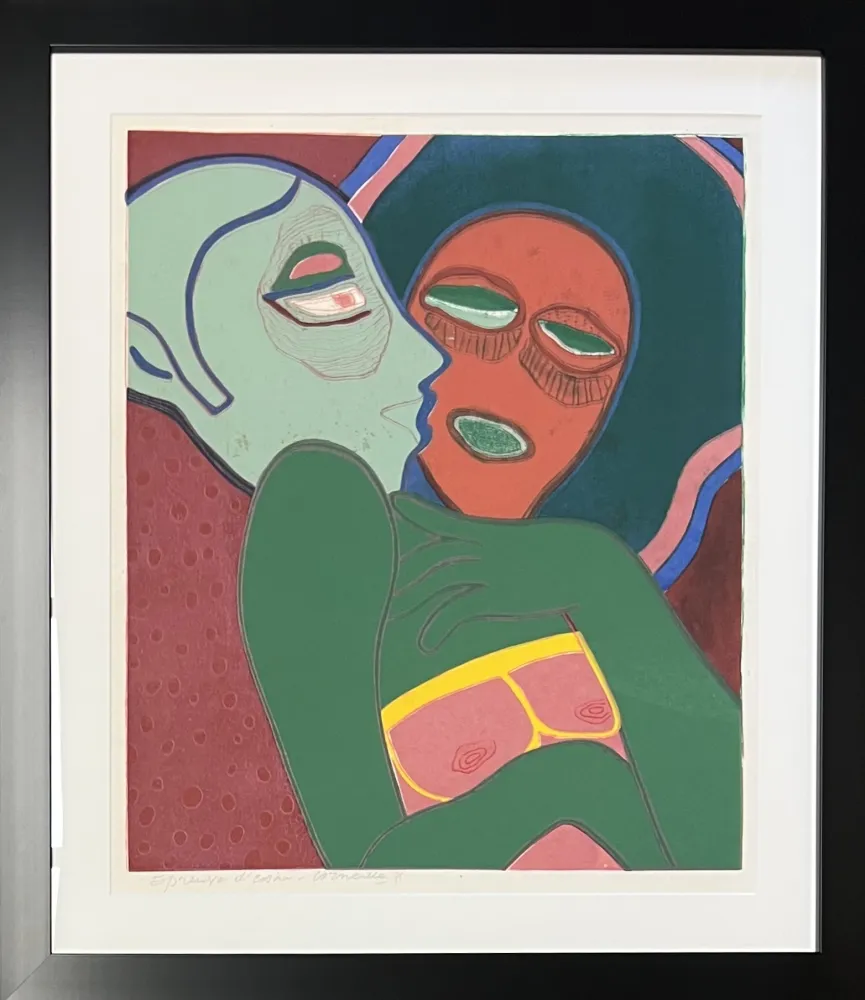 Acquaforte E Acquatinta Corneille - Les amants, eau-forte, 1975